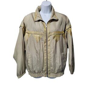 Vintage Active Frontier Jacket Womens Medium Beige Gold Windbreaker Full Zip